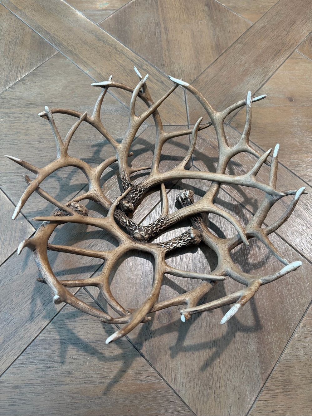 REALISTIC FAUX ANTLER 13” DECORATIVE BOWL
